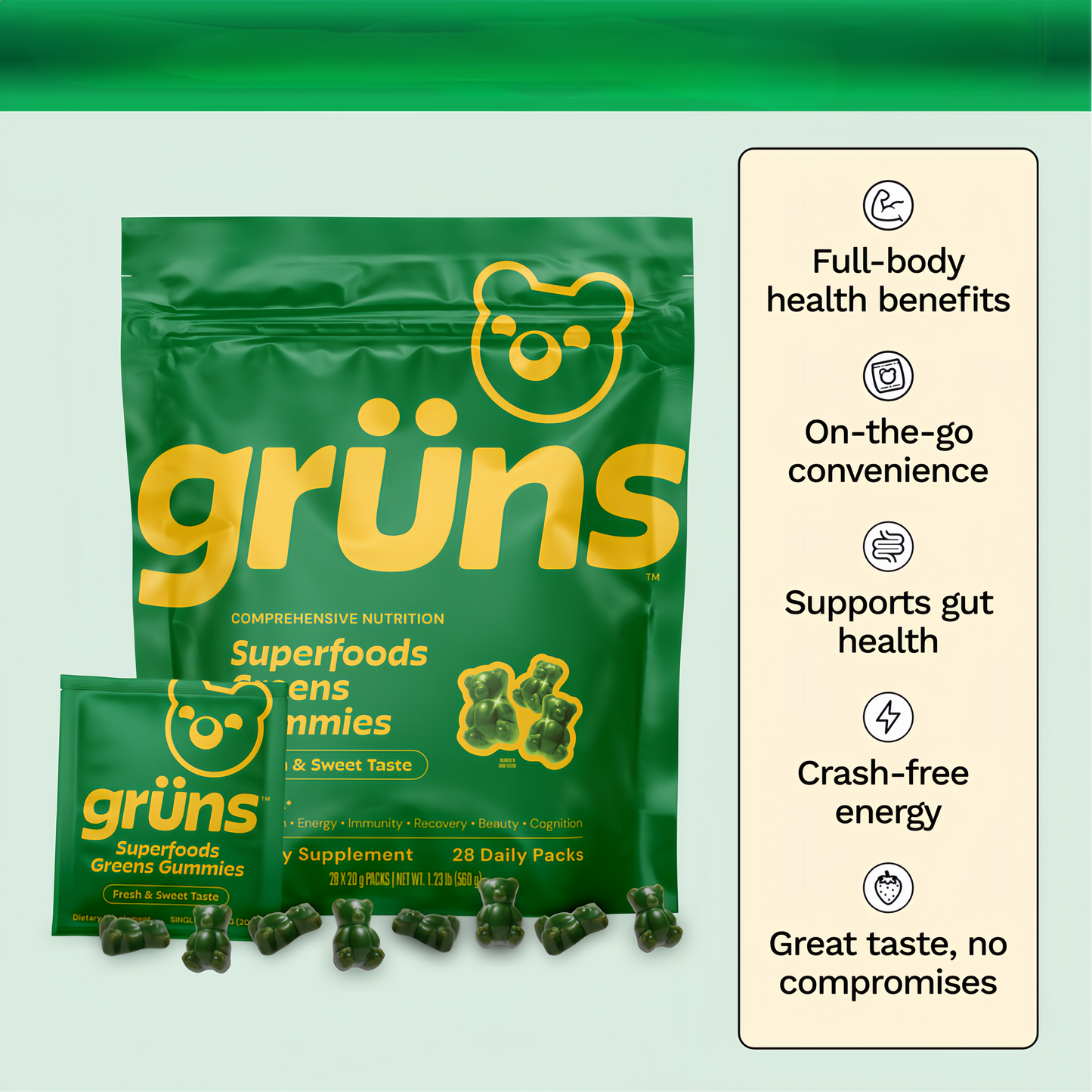 Gruns Adult Super Greens Multivitamin Gummies,