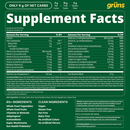 Gruns Adult Super Greens Multivitamin Gummies,